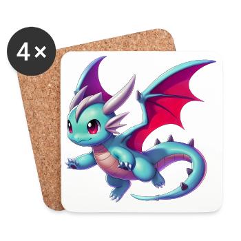 Dragon - Dessous de verre (lot de 4) - blanc - Devant