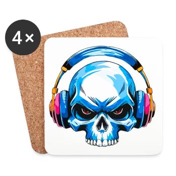 Skull mit kopfhörer - Untersetzer (4er-Set) - Weiß - Vorne
