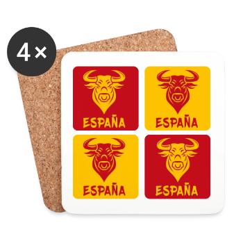 Spain Bull National Colors Design - Coasters (set of 4) - white - Front