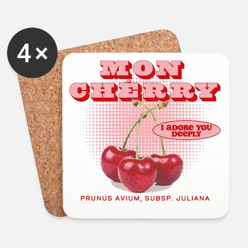 Mon Cherry Love - Coasters (set of 4) - white