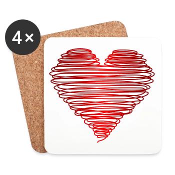 motiv_herz_rot - Dessous de verre (lot de 4) - blanc - Devant