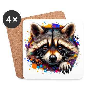 Raccoon - Coasters (set of 4) - white - Front
