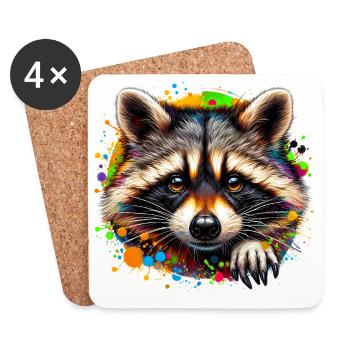 Raccoon - Coasters (set of 4) - white - Front