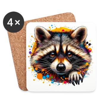 Waschbär - Untersetzer (4er-Set) - Weiß - Vorne