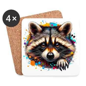 Waschbär - Untersetzer (4er-Set) - Weiß - Vorne
