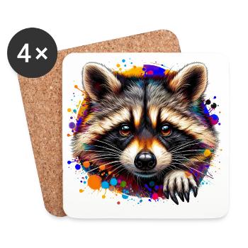 Waschbär - Untersetzer (4er-Set) - Weiß - Vorne