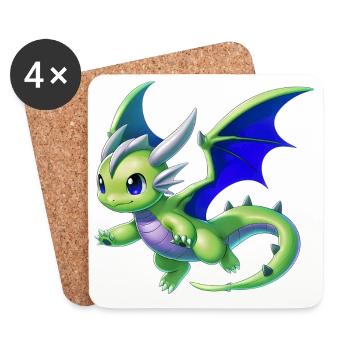 Drache - Untersetzer (4er-Set) - Weiß - Vorne