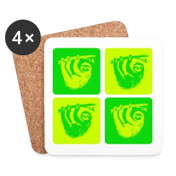 Relaxed sloth – take it easy - Coasters (set of 4) - white - Front