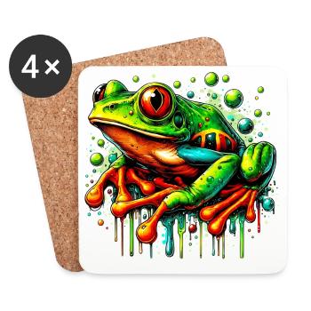 Grenouille - Dessous de verre (lot de 4) - blanc - Devant