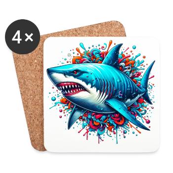 Requin - Dessous de verre (lot de 4) - blanc - Devant