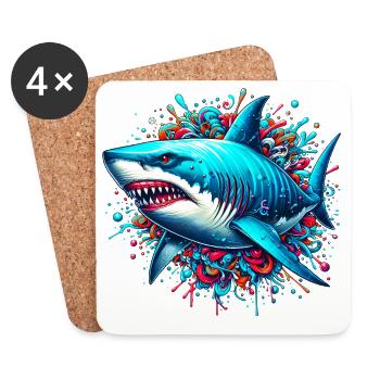 Requin - Dessous de verre (lot de 4) - blanc - Devant