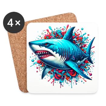 Requin - Dessous de verre (lot de 4) - blanc - Devant