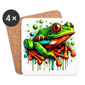 Grenouille - Dessous de verre (lot de 4) - blanc - Devant