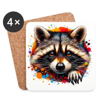 Raccoon - Coasters (set of 4) - white - Front