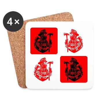 Pompiers – le courage en action - Dessous de verre (lot de 4) - blanc - Devant