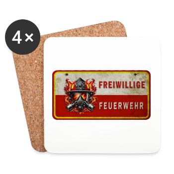 Freiwillige Feuerwehr – Helden im Einsatz - Untersetzer (4er-Set) - Weiß - Vorne
