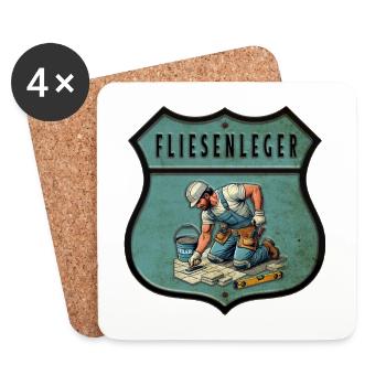 Fliesenleger Wappen Design - Untersetzer (4er-Set) - Weiß - Vorne