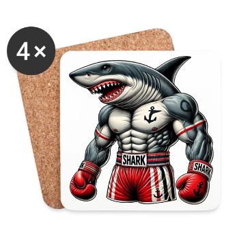 Killer shark Boxer – Le champion des mers - Dessous de verre (lot de 4) - blanc - Devant