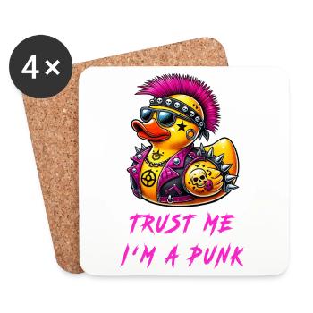 Trust me, I'm a punk / duck - Coasters (set of 4) - white - Front