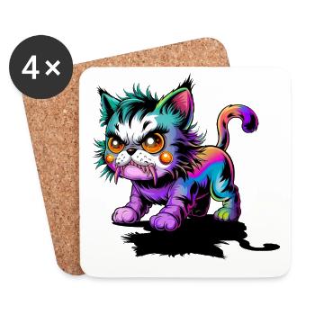 Crazy Cat - Coasters (set of 4) - white - Front