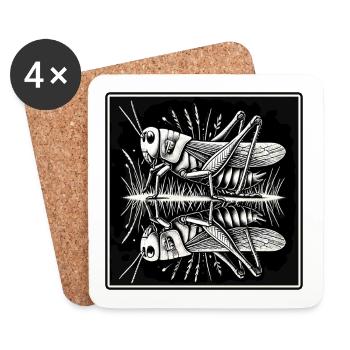 Spiegelbild der Natur – Heuschrecke in Symmetrie - Untersetzer (4er-Set) - Weiß - Vorne