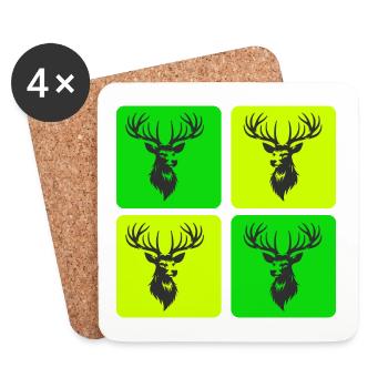 Cerf majestueux – symbole de la nature - Dessous de verre (lot de 4) - blanc - Devant