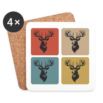 Cerf majestueux – symbole de la nature - Dessous de verre (lot de 4) - blanc - Devant