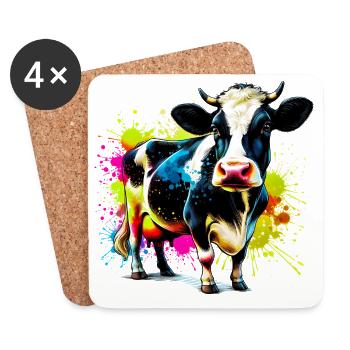 Vache - Dessous de verre (lot de 4) - blanc - Devant