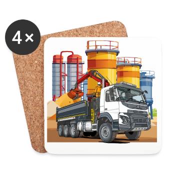 LKW in der Mischanlage - Untersetzer (4er-Set) - Weiß - Vorne
