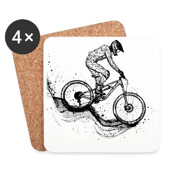 Cyclist Line Art - Coasters (set of 4) - white - Front