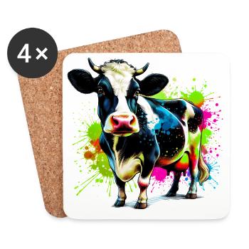 Vache - Dessous de verre (lot de 4) - blanc - Devant