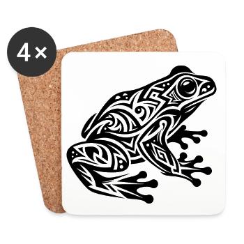 tatouage de grenouille - Dessous de verre (lot de 4) - blanc - Devant
