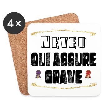 Neveu Qui Assure Grave - Dessous de verre (lot de 4) - blanc - Devant