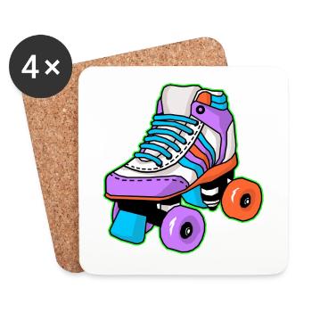 Patineur à roulettes - Dessous de verre (lot de 4) - blanc - Devant