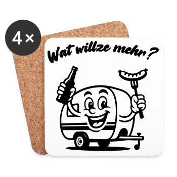 Wat willze mehr? Camping aus Leidenschaft - Untersetzer (4er-Set) - Weiß - Vorne