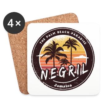 Negril, Jamaïque – Le paradis de Palm Beach - Dessous de verre (lot de 4) - blanc - Devant