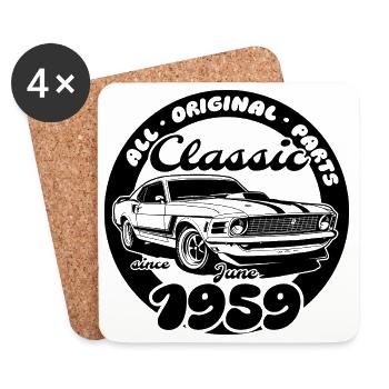 66th Birthday - Classic Musclecar 06/1959 - Coasters (set of 4) - white - Front