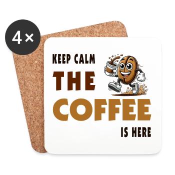 Restez calme – le café est là - Dessous de verre (lot de 4) - blanc - Devant