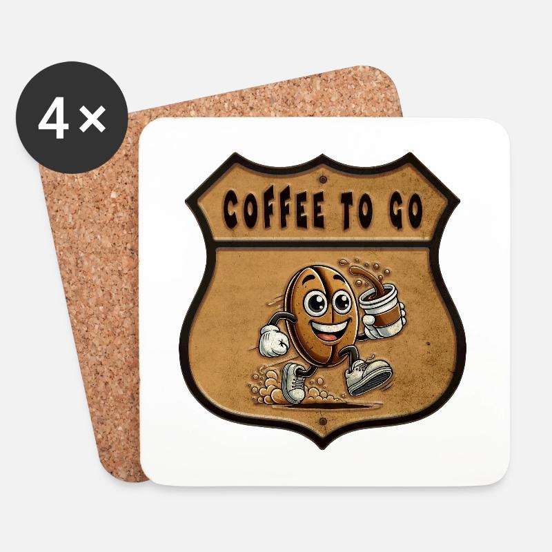 Coffee to Go – Vintage Style - Untersetzer (4er-Set) - Weiß