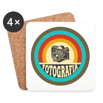 Retro Fotografia Kamera - Untersetzer (4er-Set) - Weiß - Vorne