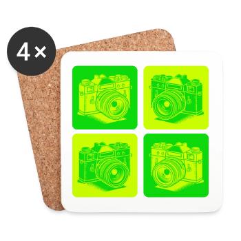 Camera – Pop Art Photography Camera - Coasters (set of 4) - white - Front