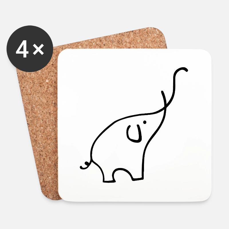 Elefant - Untersetzer (4er-Set) - Weiß