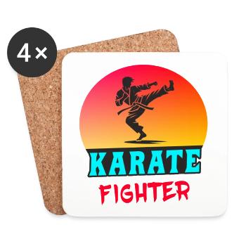 Karaté Fighter – Style Sunset - Dessous de verre (lot de 4) - blanc - Devant