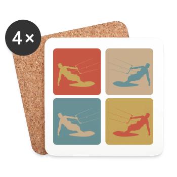Retro Kitesurf Vibes - Coasters (set of 4) - white - Front