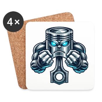 Muskel Kolben Design - Untersetzer (4er-Set) - Weiß - Vorne