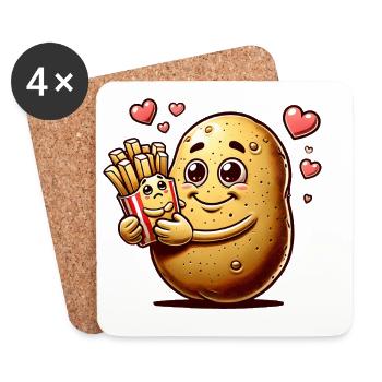 Potato loves fries - Coasters (set of 4) - white - Front