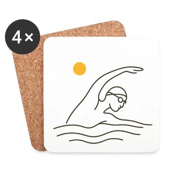 Schwimmen - Untersetzer (4er-Set) - Weiß - Vorne