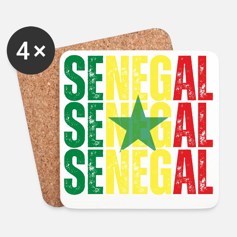 Drapeau sénégalais, fierté sénégalaise - Dessous de verre (lot de 4) - blanc