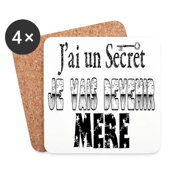 J'ai un Secret Je vais Devenir Mère - Dessous de verre (lot de 4) - blanc - Devant