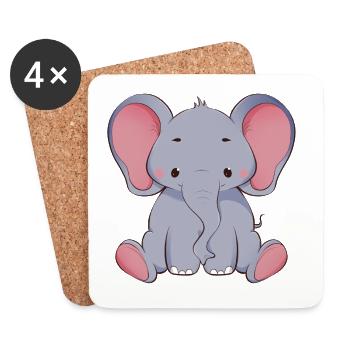 Elephant - Coasters (set of 4) - white - Front